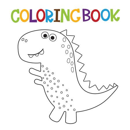 Cute dino coloring book illustration.のイラスト素材