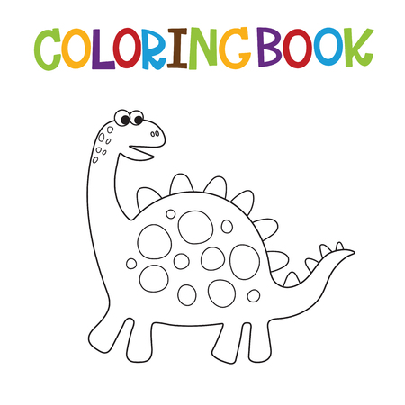 Cute dino coloring book illustration.のイラスト素材