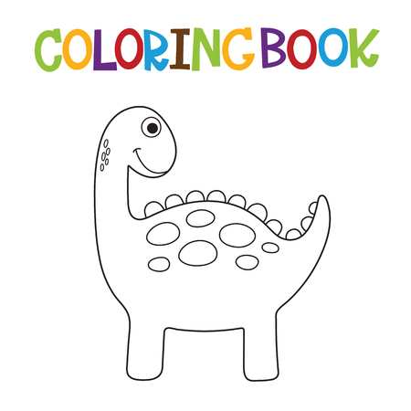 Cute dino template design for coloring book. Vector illustrationのイラスト素材