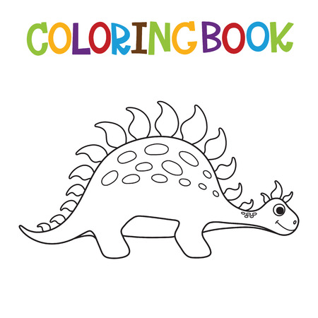 Cute dino template design for coloring book. Vector illustrationのイラスト素材