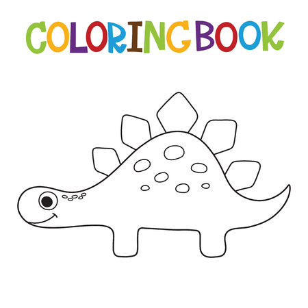 Cute dino template design for coloring book. Vector illustrationのイラスト素材