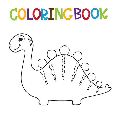 Cute dino coloring book. Vector illustrationのイラスト素材