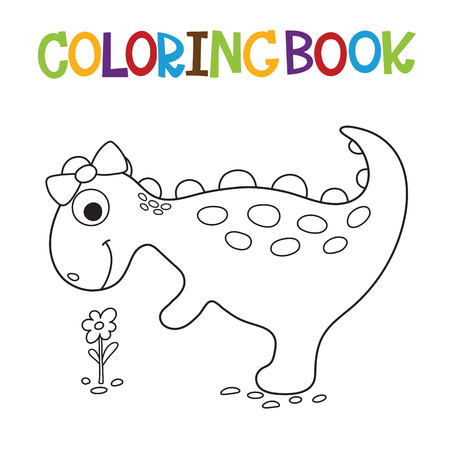 Cute dino coloring book. Vector illustrationのイラスト素材
