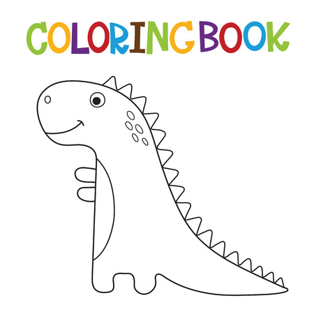 Cute Dino coloring book Vector illustrationのイラスト素材