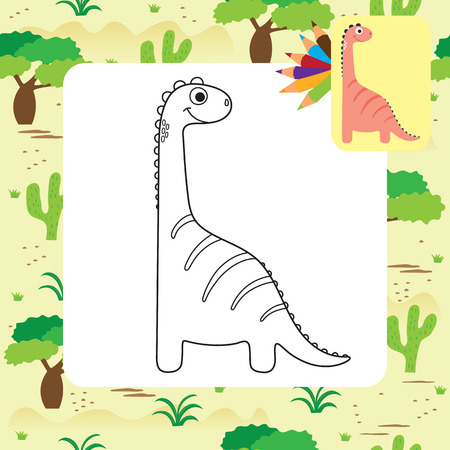 Cute Dino coloring book. Vector illustrationのイラスト素材