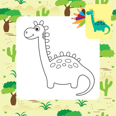 Cute Dino coloring book. Vector illustrationのイラスト素材