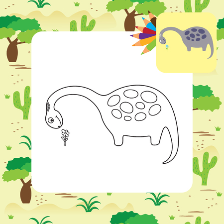 Cute Dino coloring book. Vector illustrationのイラスト素材