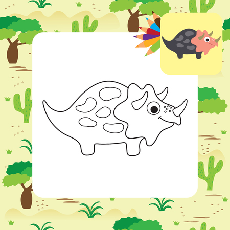 Cute Dino coloring book. Vector illustrationのイラスト素材