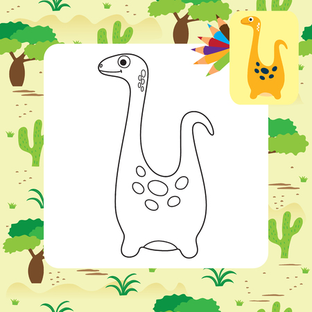 Cute Dino coloring book. Vector illustrationのイラスト素材