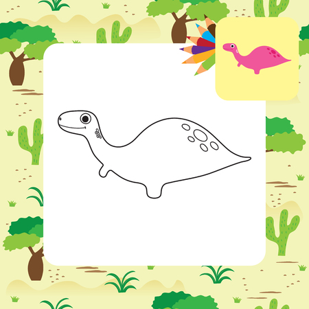 Cute Dino coloring book. Vector illustrationのイラスト素材