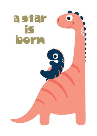 Cute cartoon dino illustration. Be wild and freeのイラスト素材