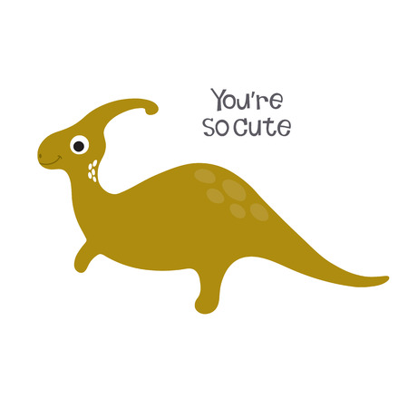 Cute cartoon dino illustration. Be wild and freeのイラスト素材