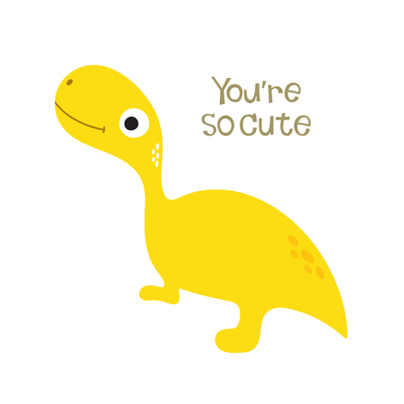 Cute cartoon dino illustration. Be wild and freeのイラスト素材