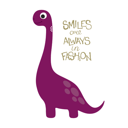 Cute cartoon dino illustration. Be wild and freeのイラスト素材