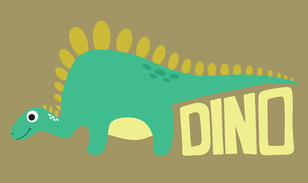 Cute cartoon dino illustration. Be wild and freeのイラスト素材