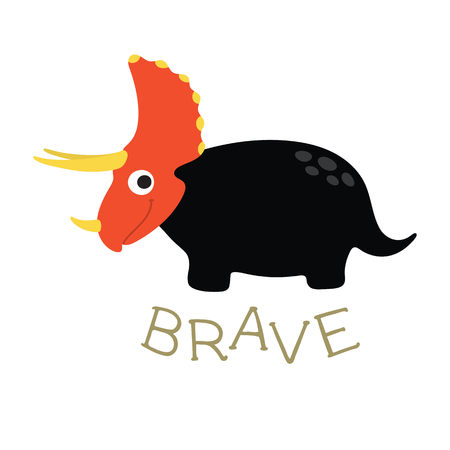 Cute cartoon dino illustration. Be wild and freeのイラスト素材