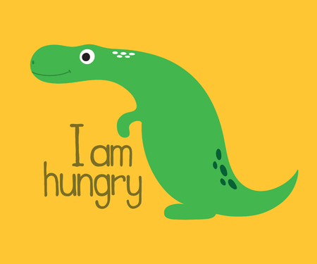 Card with cute dino. Vector illustrationのイラスト素材