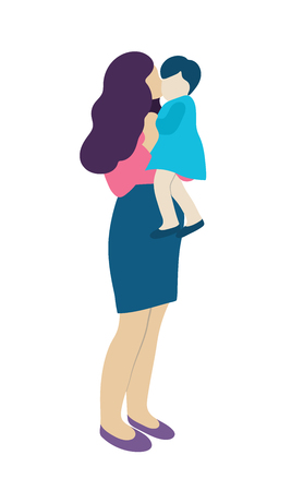 Young mother with a kid. People concept flat icon. Vector illustrationのイラスト素材