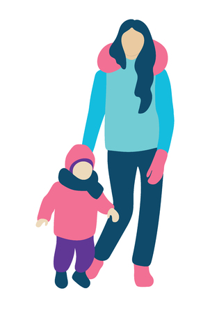 Young mother with a kid. People concept flat icon. Vector illustrationのイラスト素材