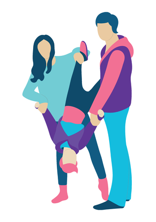 Family with a son. People concept flat icon. Vector illustrationのイラスト素材