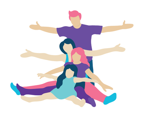 Family with children. People concept flat icons. Vector illustrationのイラスト素材
