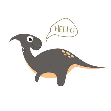Vector doodle of cute dinosaur. Vector illustrationのイラスト素材