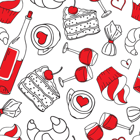 Romantic seamless pattern. Valentine's day. Holiday backgroundのイラスト素材