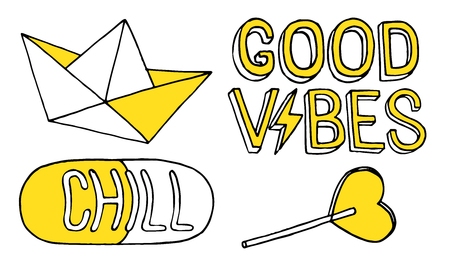 Patch set on white background. Vector illustrationのイラスト素材