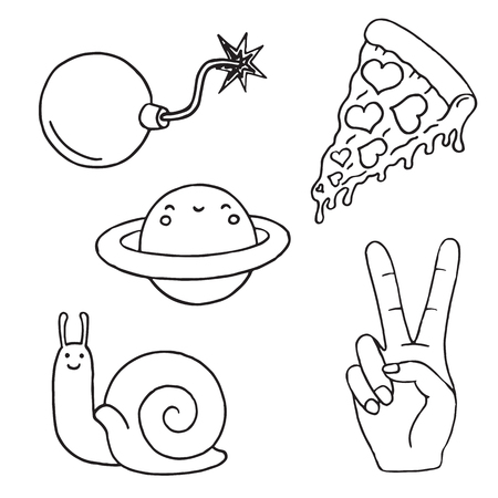 Patch set on white background. Vector illustrationのイラスト素材