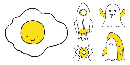 Patch set on white background. Vector illustrationのイラスト素材