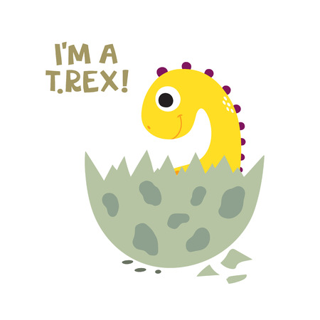 I'm a T. Rex! Cute dinosaur vector illustrationのイラスト素材