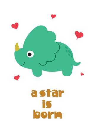 A star is born. Cute dinosaur. Vector illustrationのイラスト素材