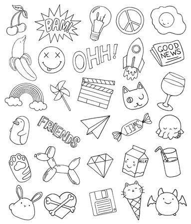 Patch set on white background. Vector illustrationのイラスト素材
