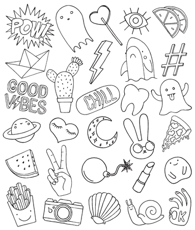Patch set on white background. Vector illustrationのイラスト素材