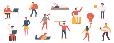 Set of business people flat icons. Flat style modern vector illustrationのイラスト素材
