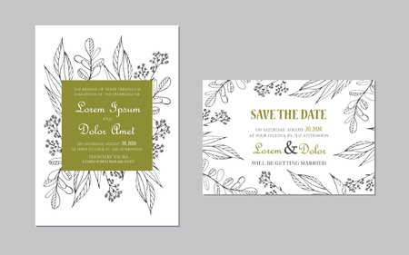 Wedding invitation card. Floral backgroundのイラスト素材