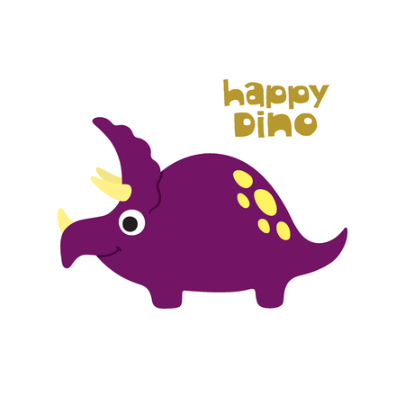 Vector doodle of cute dinosaur. Happy dinoのイラスト素材