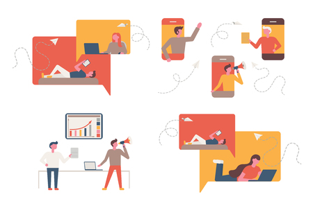 Set of business people flat icons. Flat style modern vector illustrationのイラスト素材