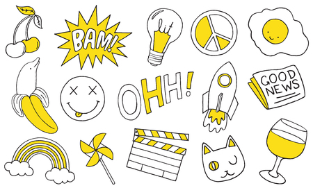 Patch set on white background. Vector illustrationのイラスト素材