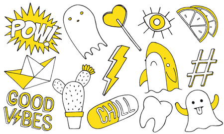 Patch set on white background. Vector illustrationのイラスト素材