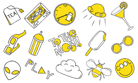 Patch set on white background. Vector illustrationのイラスト素材