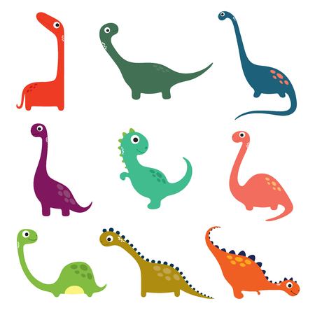 Funny cartoon dinosaurs collection. Vector illustrationのイラスト素材