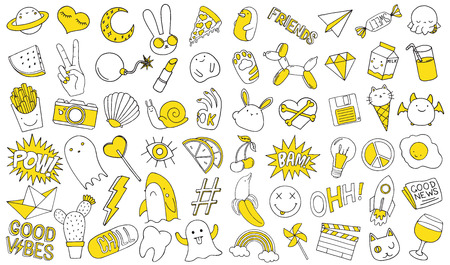 Patch set on white background. Vector illustrationのイラスト素材