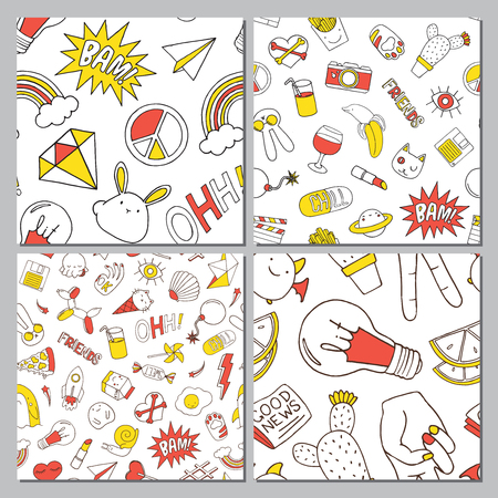 Patch set on white background. Vector illustrationのイラスト素材
