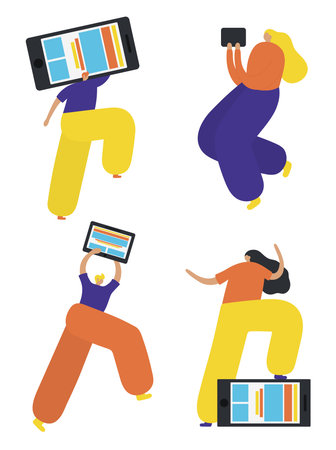 Set of business women flat icons. Flat style modern vector illustrationのイラスト素材
