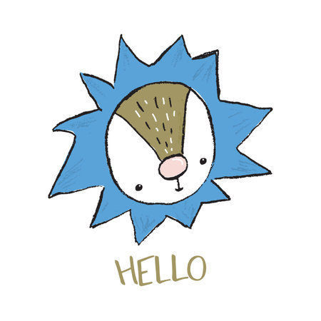 Cute Lion Portrait. Hand Drawn Lettering. Vector illustrationのイラスト素材