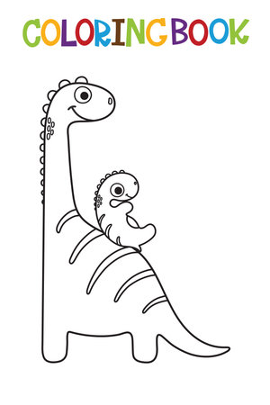 Cute cartoon Dino coloring book. Vector illustrationのイラスト素材