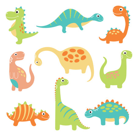 Set of Cute cartoon dino illustration. Be wild and freeのイラスト素材