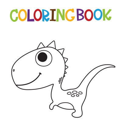 Cute cartoon dino baby coloring page. Vector illustrationのイラスト素材