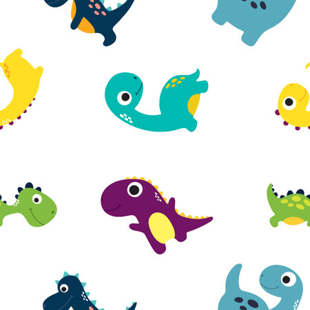 Cute dinosaur baby seamless pattern. Vector illustrationのイラスト素材